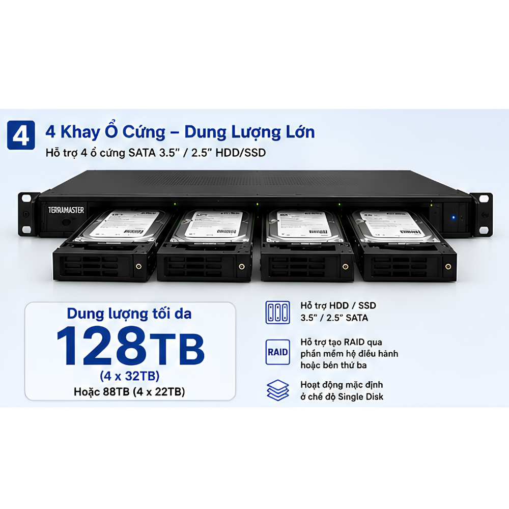 Thiết bị DAS TerraMaster D4-320U 4-bay hàng chính hãng