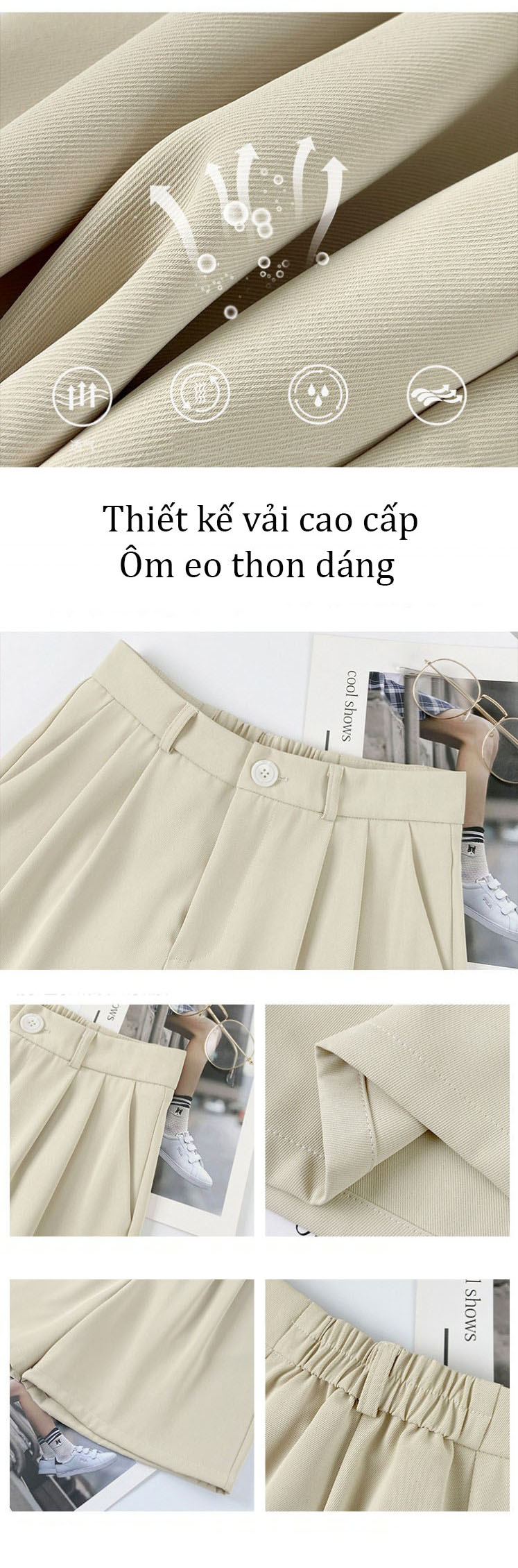 Quần short cạp cao ống rộng thời trang mùa hè dành cho nữ mã D72050