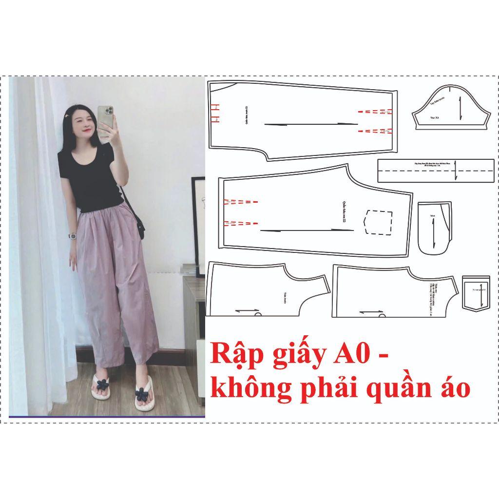 Rập Giấy A0 bộ quần thụng + áo thun ôm cổ U tròn mã 918