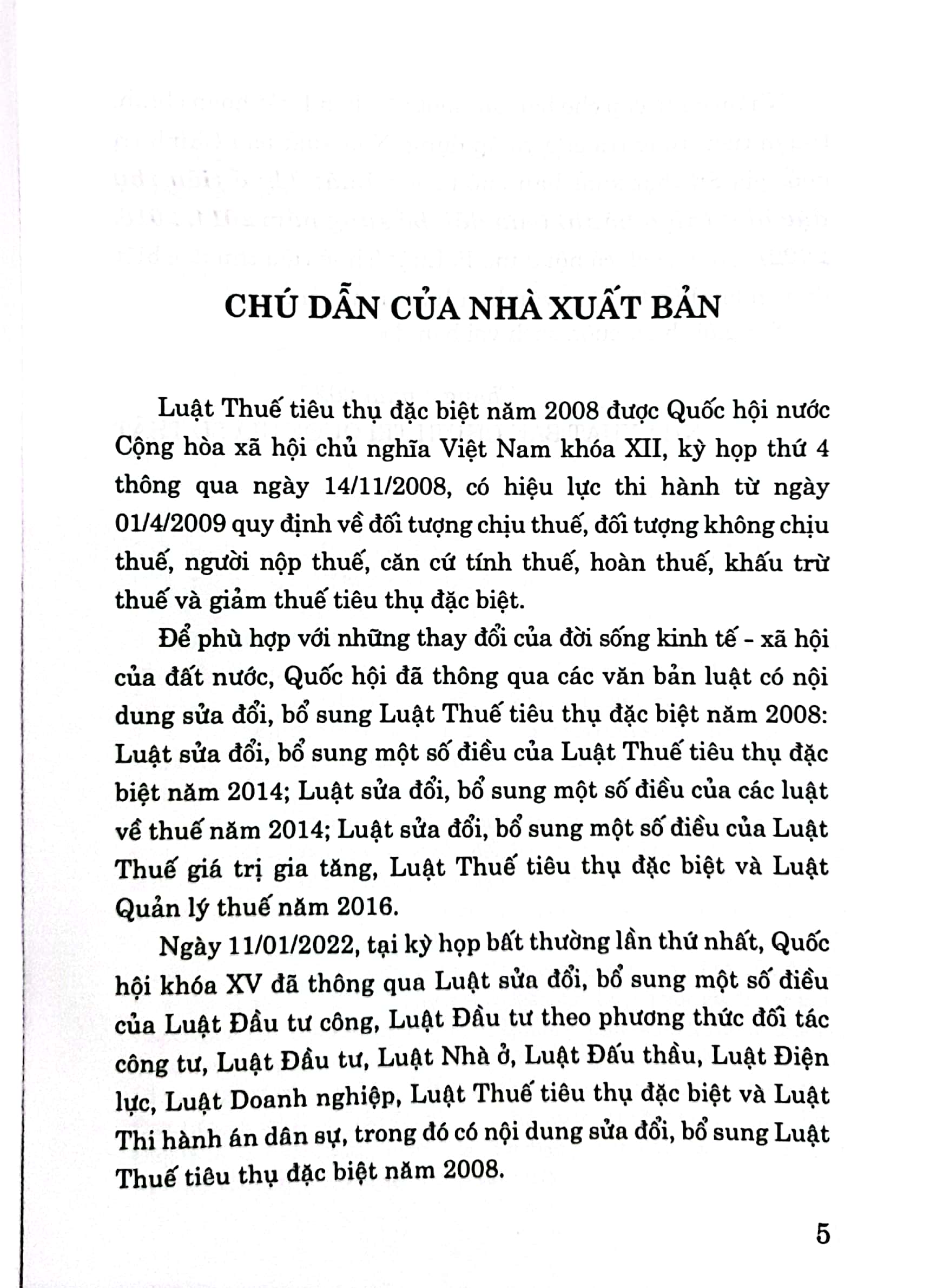 Luật Thuế tiêu thụ đặc biệt (Hiện hành) (Sửa đổi, bổ sung năm 2014, 2016, 2022)