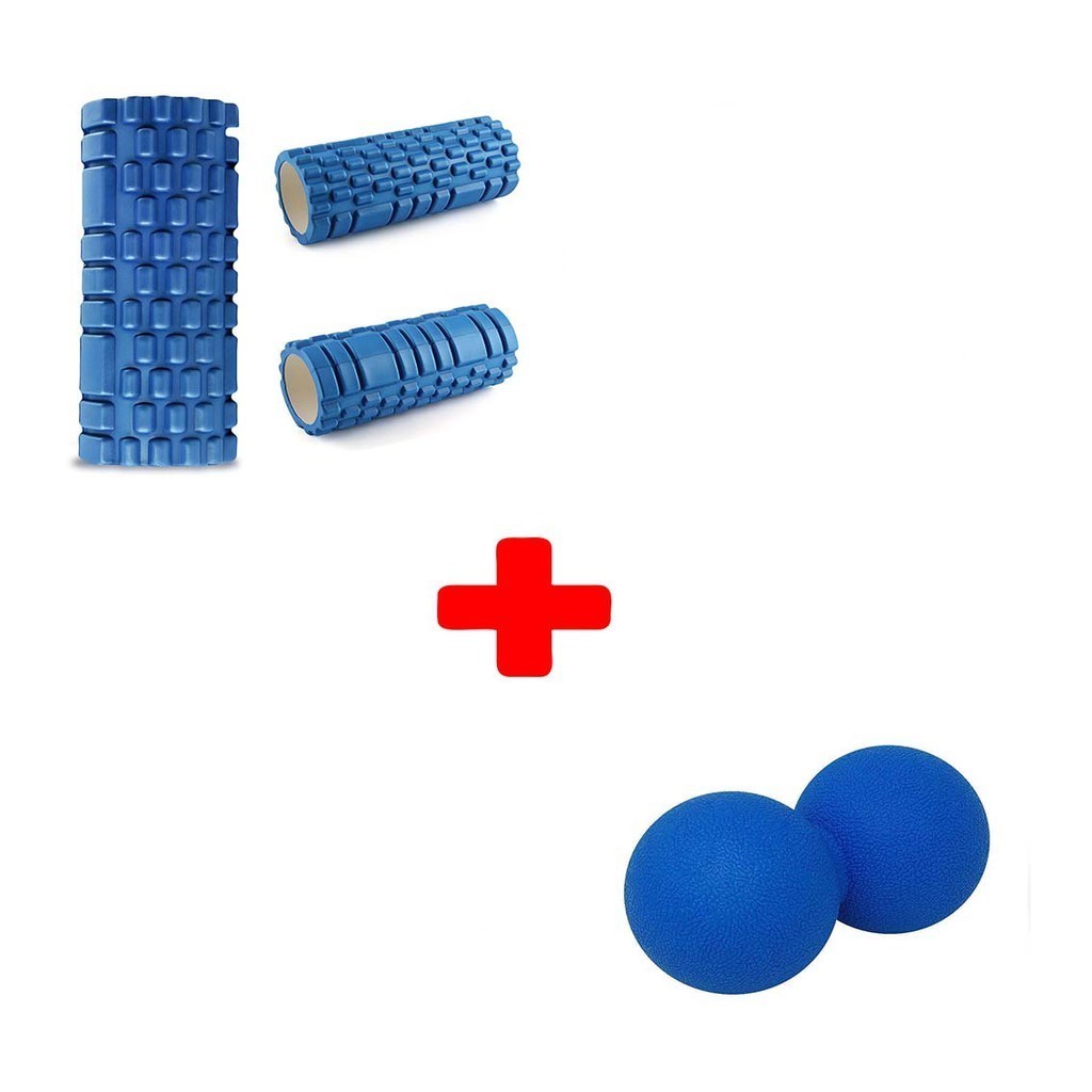 Con lăn massage giãn cơ Foam Roller kèm 1 bóng đôi Lacrosse Ball vật lý trị liệu màu ngẫu nhiên