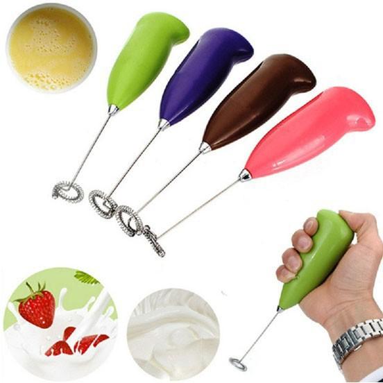 Máy đánh trứng cầm tay, dụng cụ khuấy cafe cầm tay mini dùng pin Hongxin