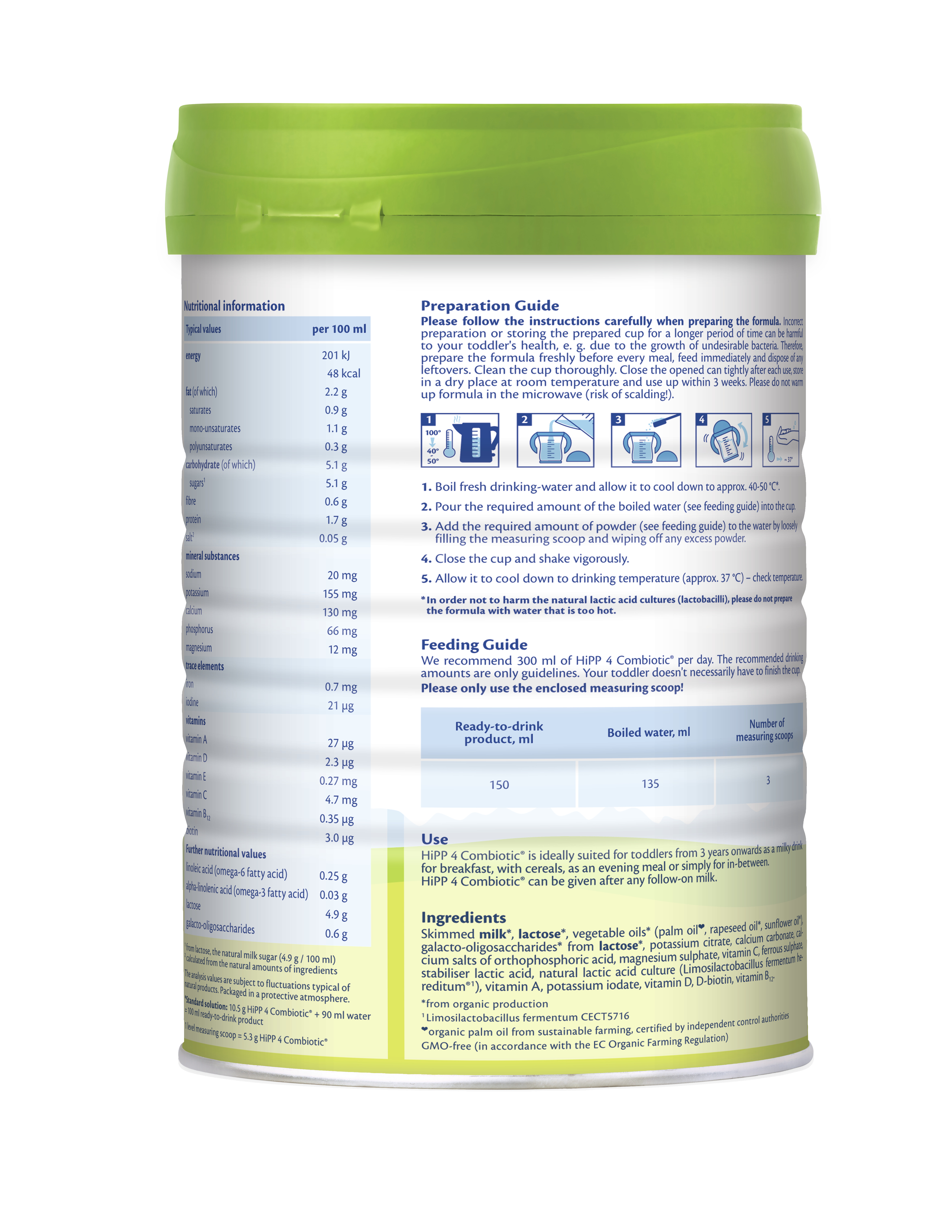 Sữa bột công thức HiPP 4 Organic Combiotic 800g cho bé từ 3 tuổi