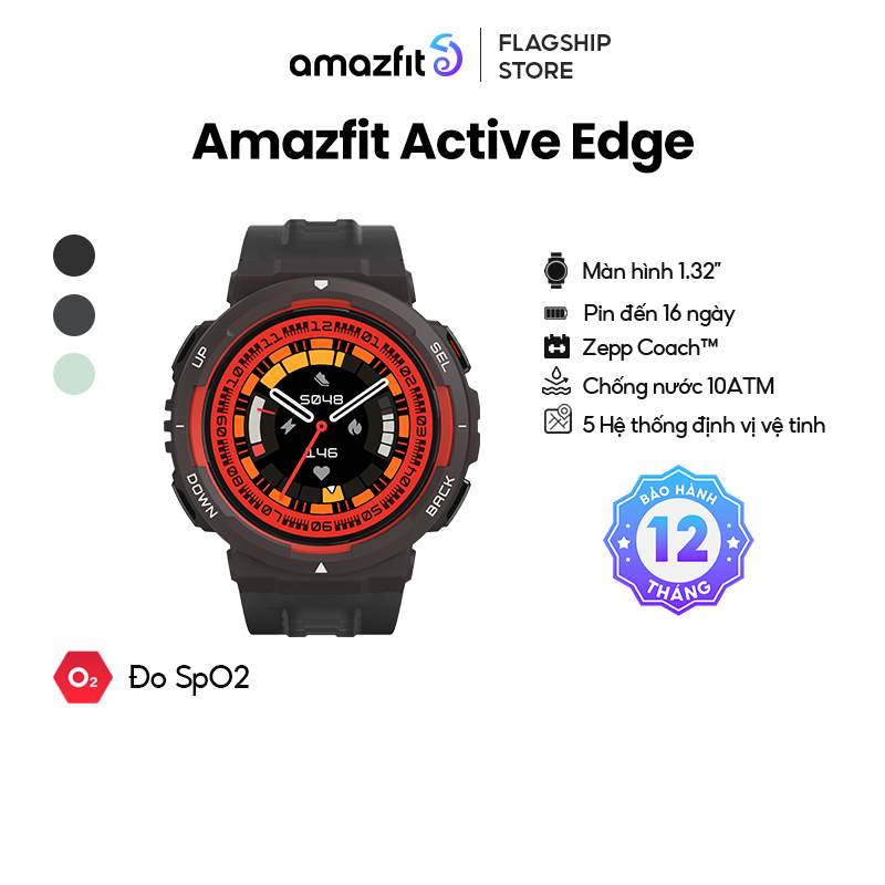 Đồng hồ thông minh Amazfit Active Edge - Bảo hành 12 tháng - Chống nước 10 ATM - GPS 5 vệ tinh - Hàng chính hãng