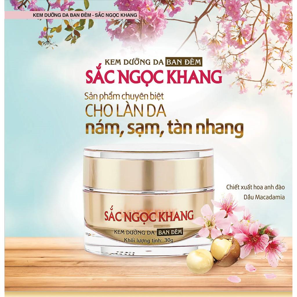 Kem Dưỡng Da Ban Đêm Sắc Ngọc Khang 30g giúp dưỡng ẩm, hỗ trợ mờ thâm nám, sạm, tàn nhang