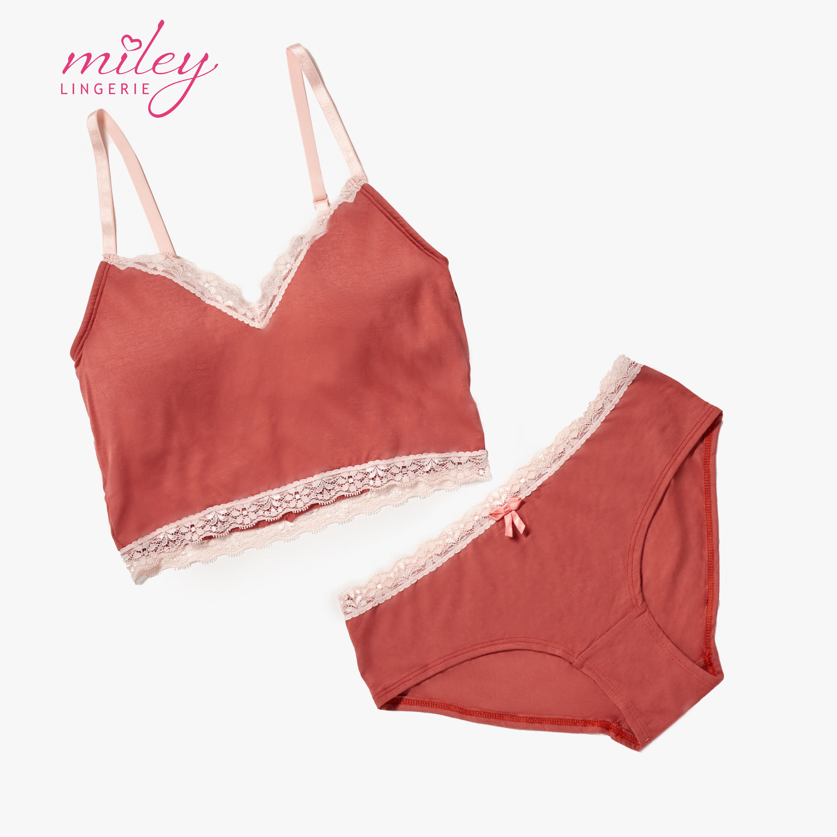 Bộ Đồ Lót Nữ Cotton Lụa Phối Ren Miley Lingerie BRC0513_FCP0511