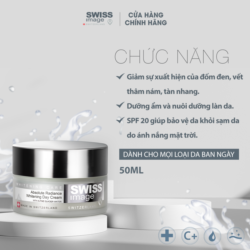 Kem dưỡng trắng da ban ngày dành cho mọi loại da Swiss Image Absolute Radiance Whitening Day Cream 50ml