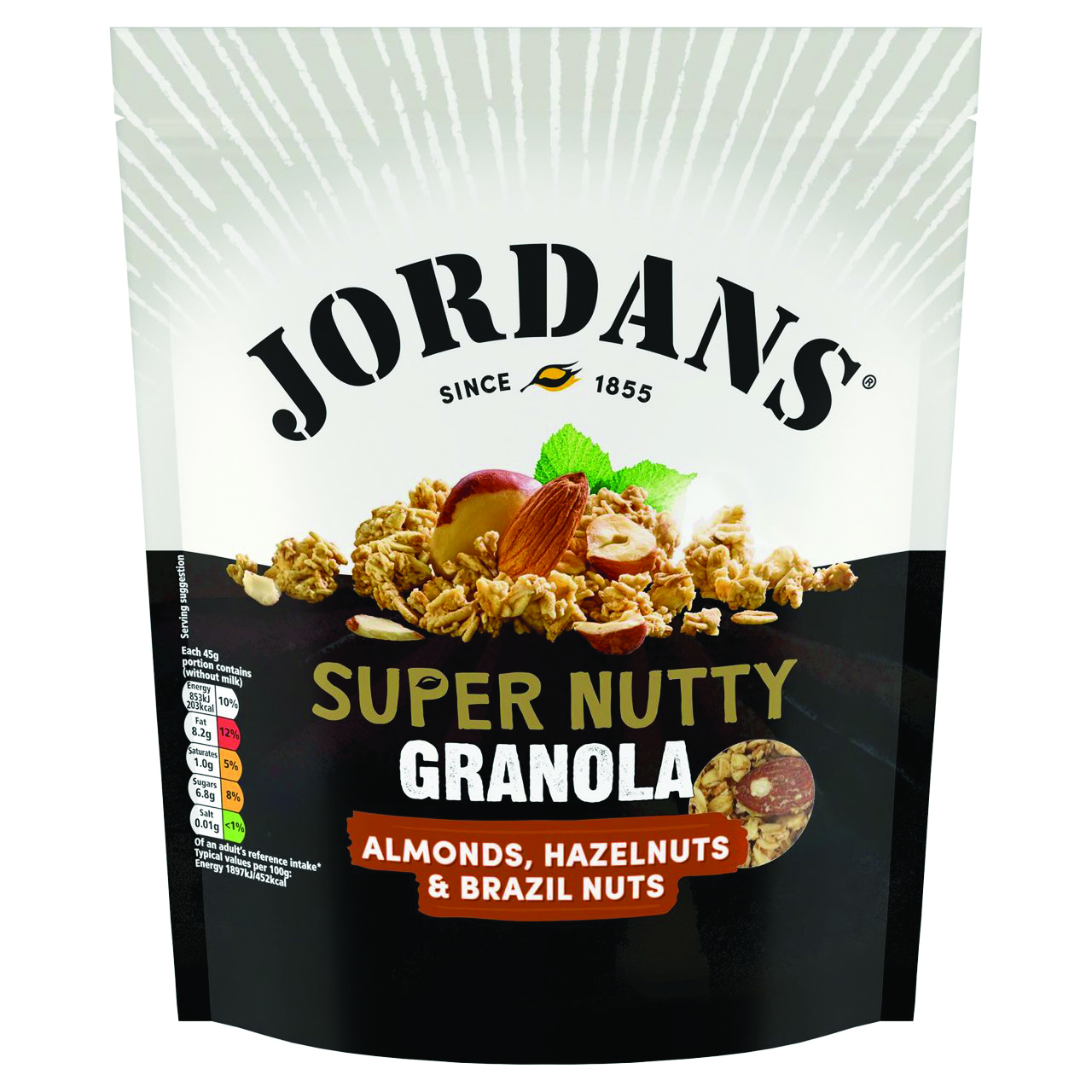 NGŨ CỐC GRANOLA JORDANS SUPER NUTTY GRANOLA ALMONDS, HAZELNUTS &amp; BRAZIL NUTS - GÓI 550G - ANH QUỐC