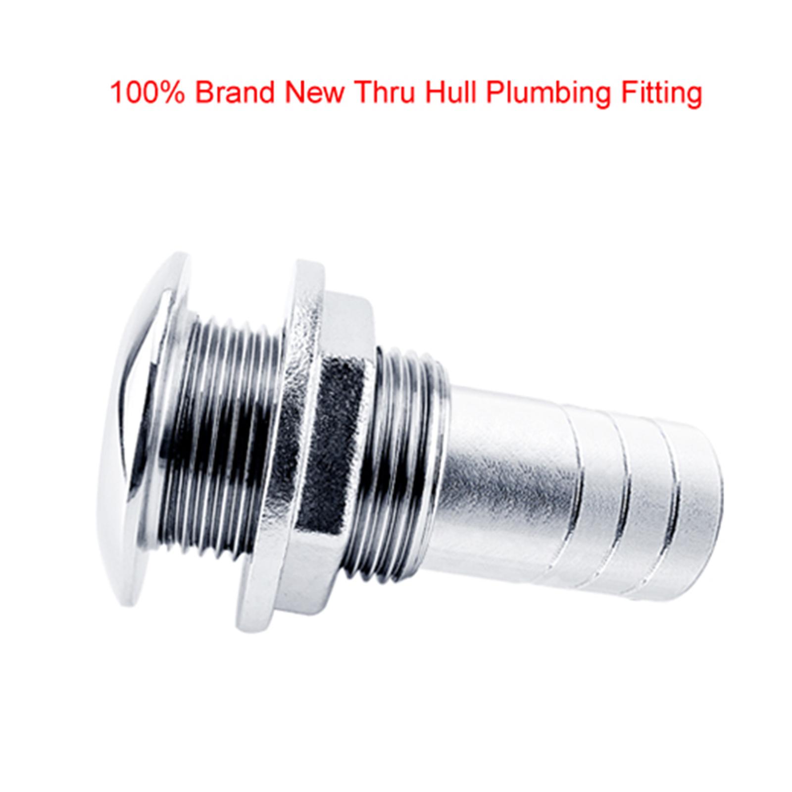 Replacement Marine Hardware Stainless Steel Yacht Thru Hull Plumbing Fitting Water Outlet Port Rust Proof for 3/4" or 1" Hose Outdoor Boat Accessories