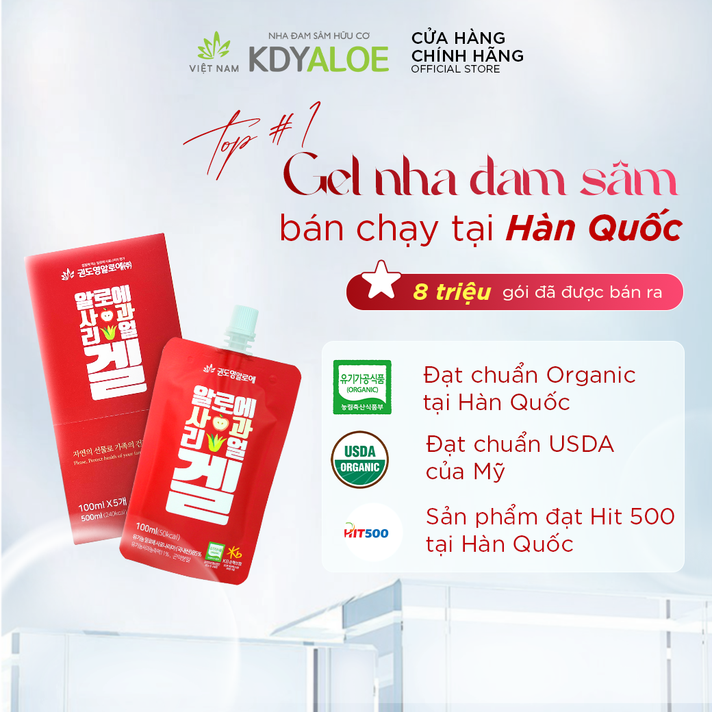 NƯỚC NHA ĐAM SÂM TÁO HỮU CƠ (hộp 5 gói) HỖ TRỢ TIÊU HÓA