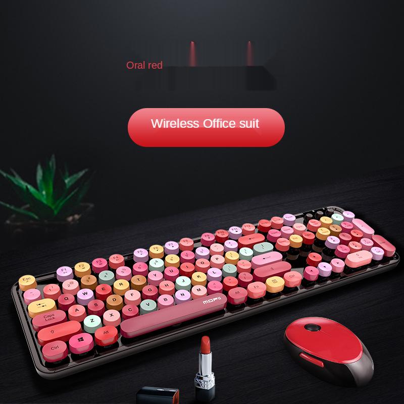 Chuột Bàn Phím Không Dây Sản Phẩm Cho Desketop Laptop Notebook 2.4G Không Dây Khóa Số Cô Gái Hồng Bàn Phím Và Chuột
