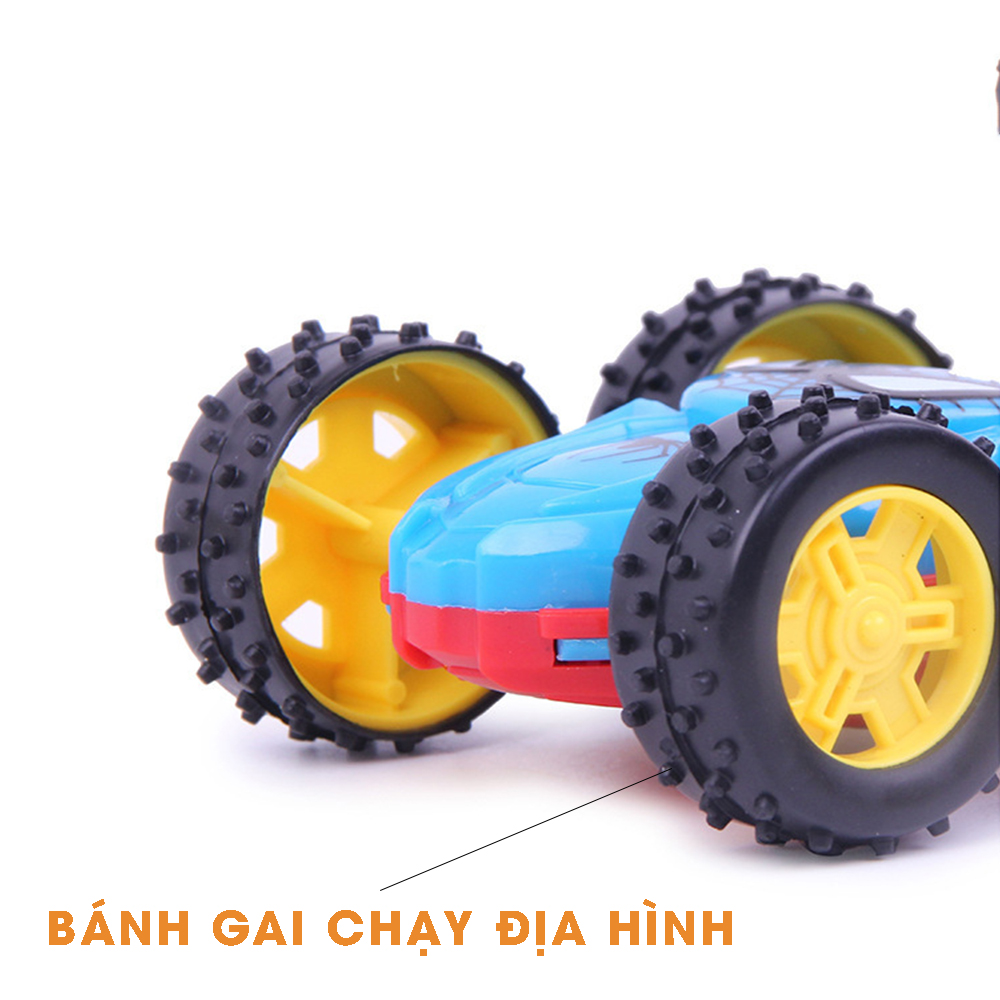 Đồ chơi xe ô tô địa hình bánh đà quán tính, chống lật 360 độ chạy trên mọi địa hình, nhựa nguyên sinh an toàn, hình người nhện Spider Men, Dan House DH11-Hàng chính hãng