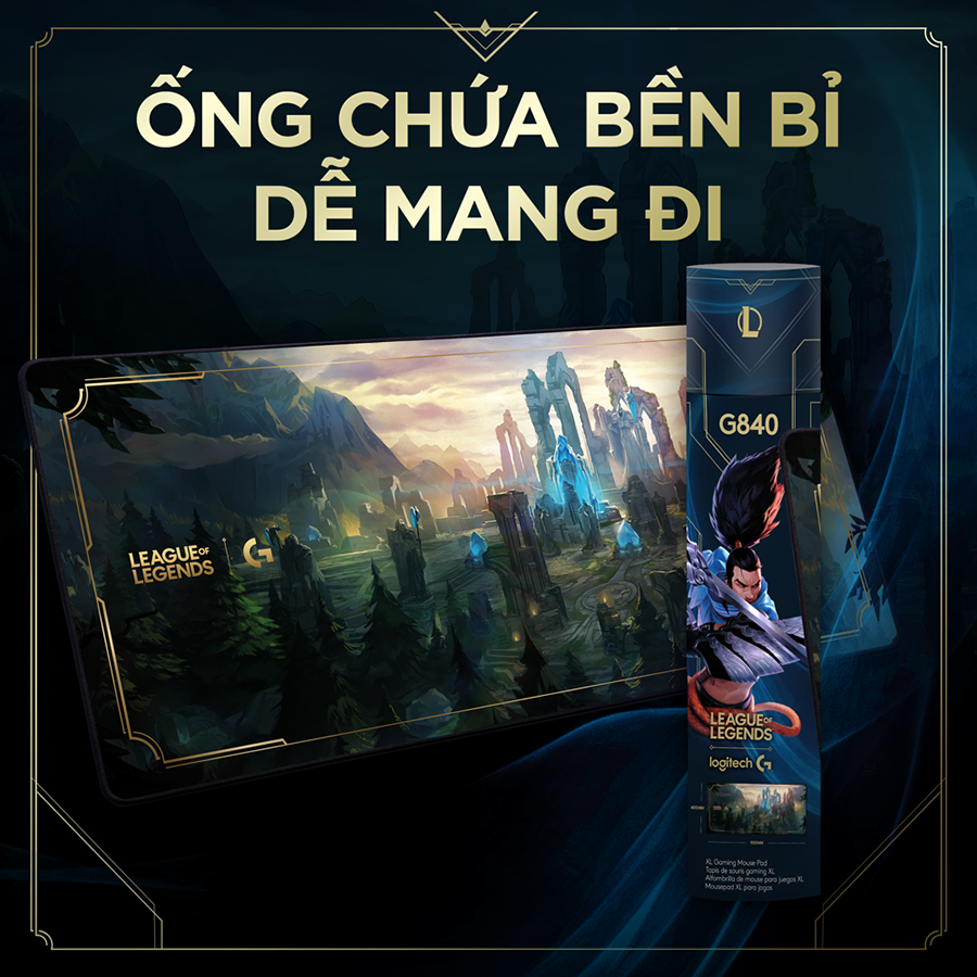 Bàn di chuột cỡ lớn Logitech G840 XL LOL League of Legends - Bề mặt điều chỉnh hiệu suất, Đế cao su ổn định - Hàng chính hãng