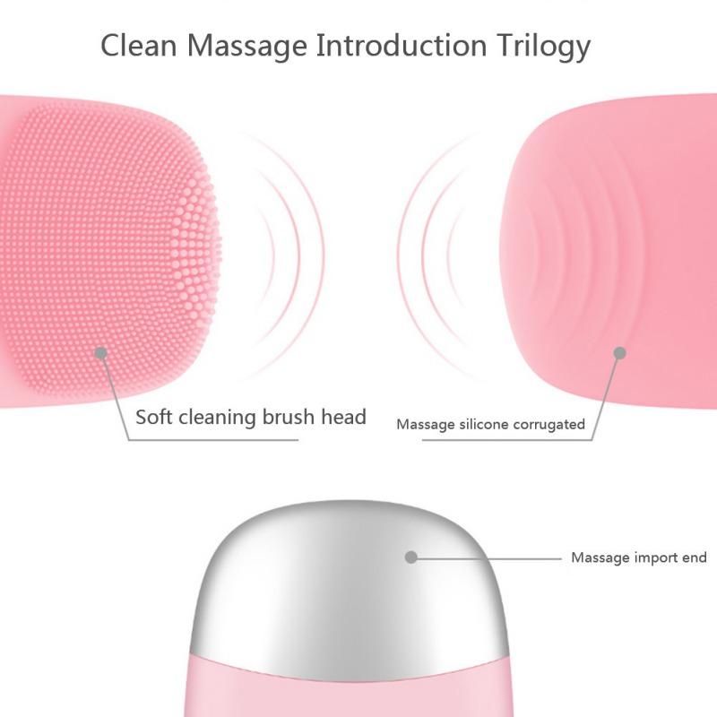 Mini USB Điện Mặt Làm Sạch Da Mặt Bàn Chải Foreoing Silicone Âm Làm Sạch Sâu Lỗ Chân Lông Chống Thấm Nước Chà Rửa Mặt Chăm Sóc Da