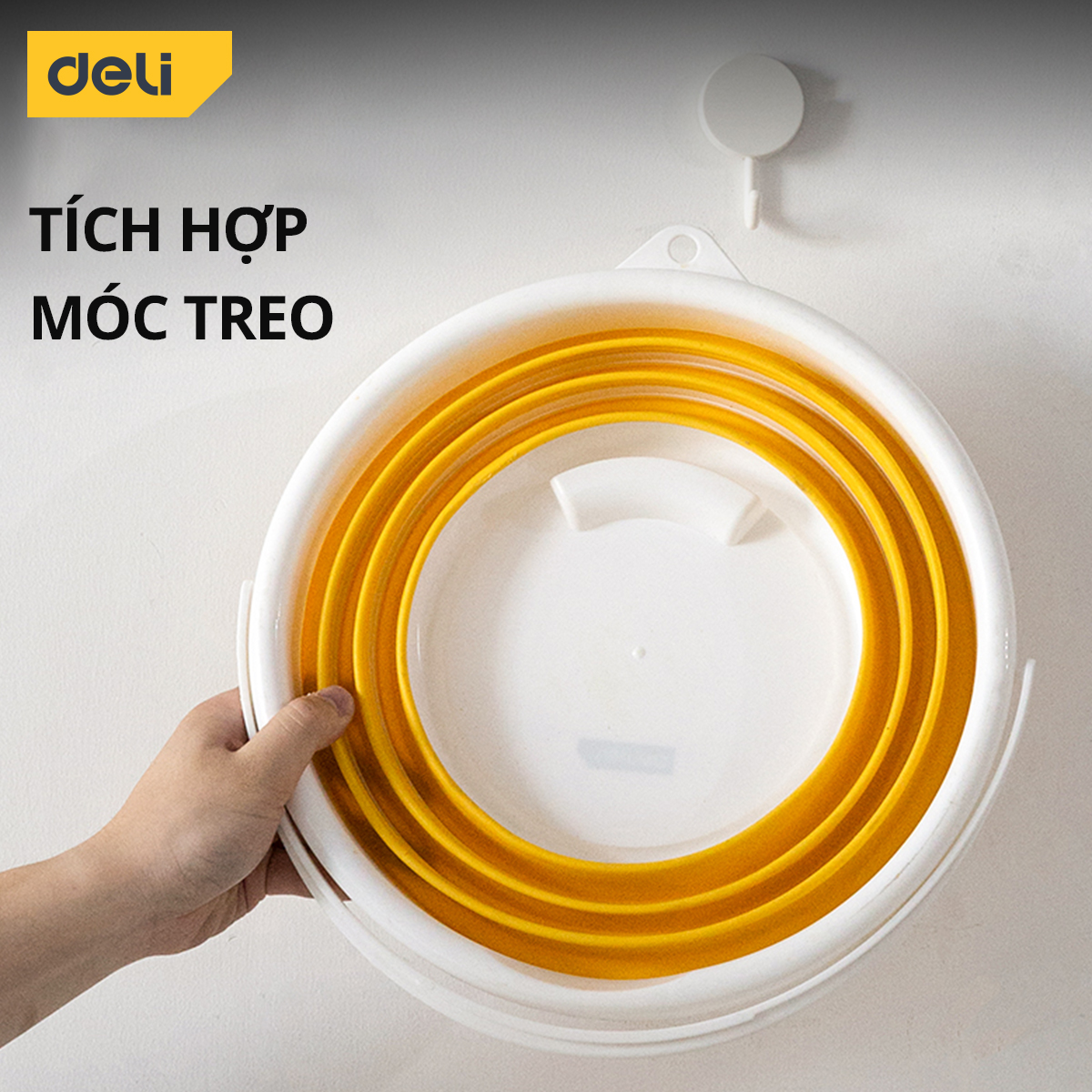 Xô Đựng Nước Gấp Gọn Deli Dung Tích 10L Thông Minh, Có Móc Treo Tiện Dụng, Chất Liệu Siêu Bền - DL882010