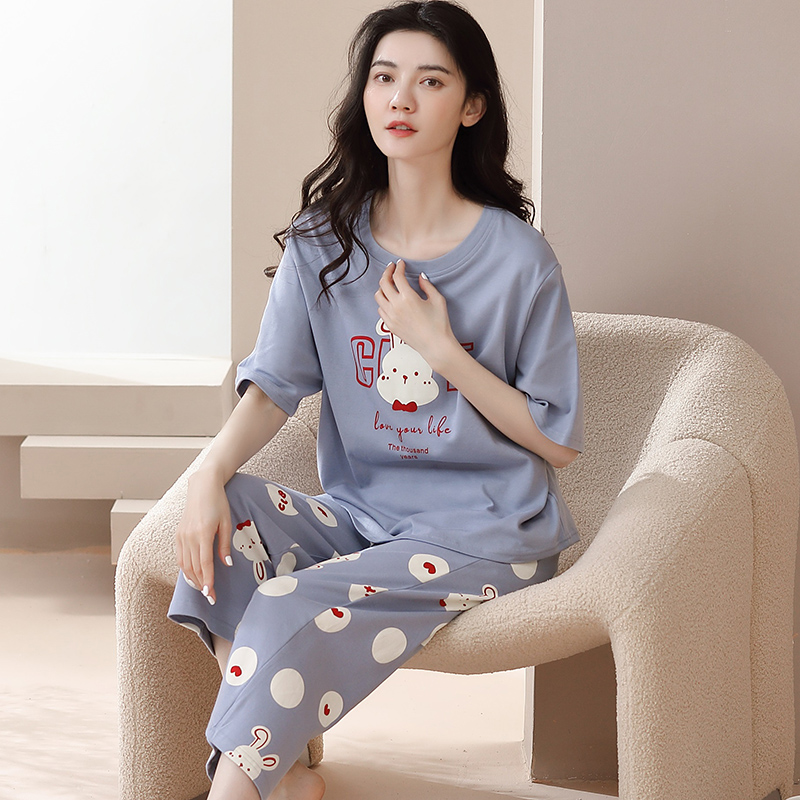 Bộ mặc nhà cotton tay ngắn quần lỡ 6101