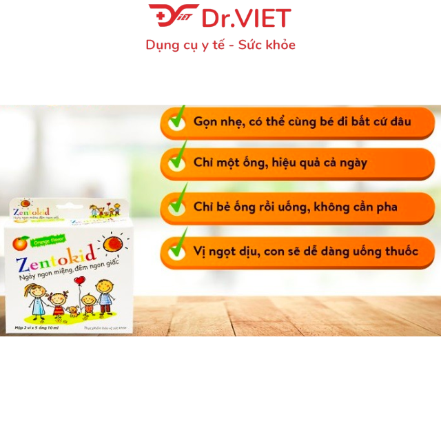 Siro Zentokid Hộp 10 ống - Giúp bé ăn ngon, ngủ ngon, tiêu hóa tốt
