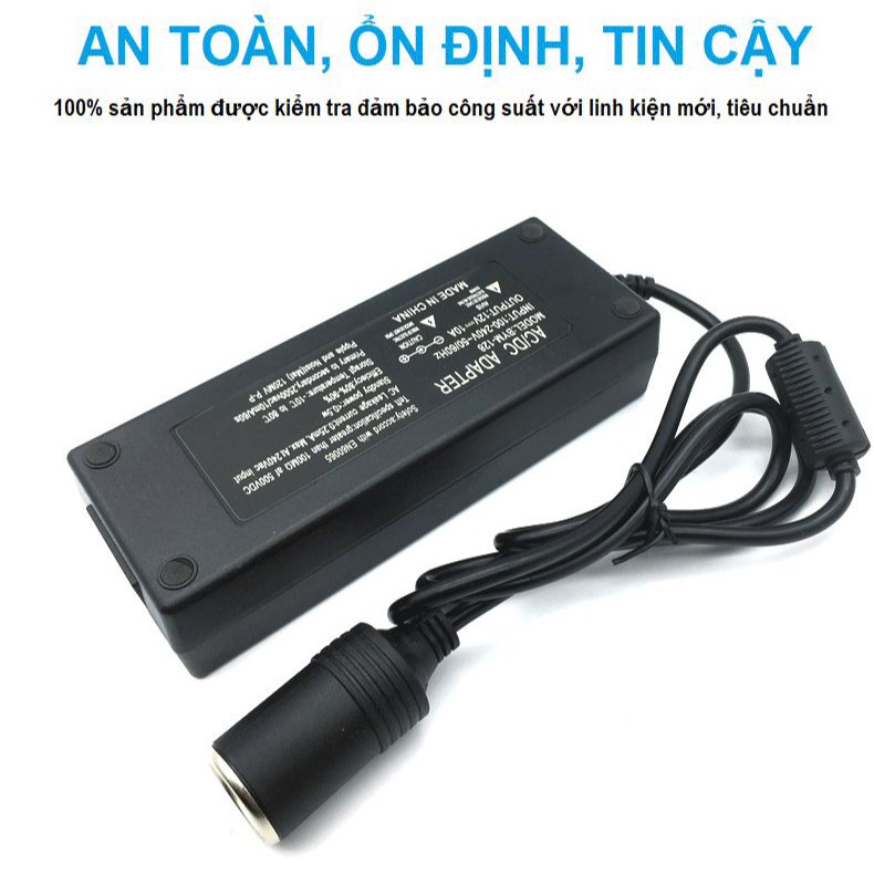 Bộ chuyển đổi nguồn từ 220V sang 12V-10A công suất 120W đầu ra dạng chân tẩu ô tô BYM-128