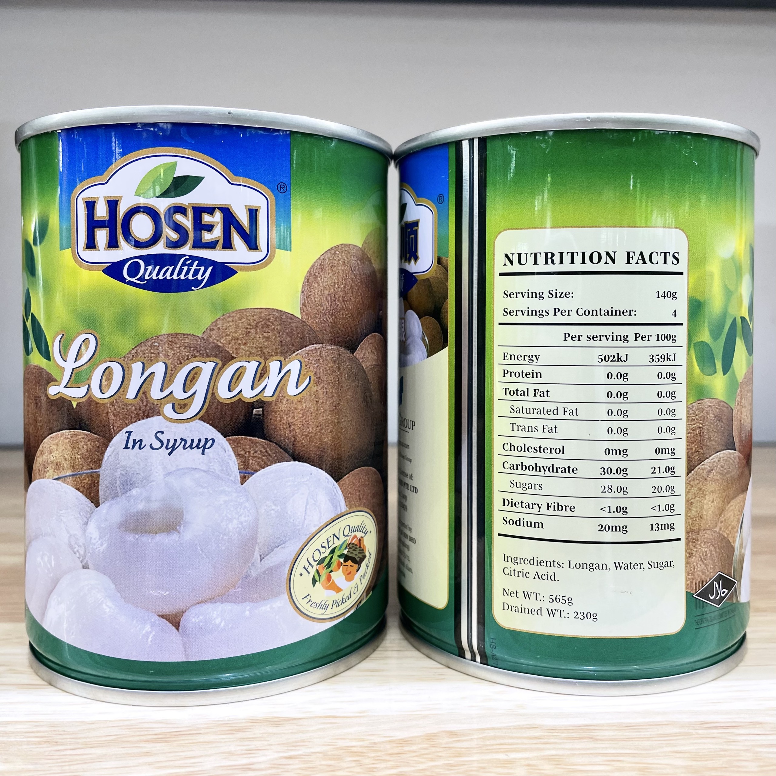 Nhãn Ngâm Hosen Đóng Lon Giòn Ngọt 565g Singapore Hàng Độc Quyền Hosen