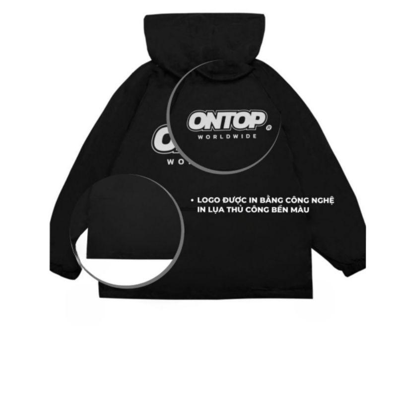 (Local Brand) Áo khoác dù local brand ONTOP Worldwide màu đen, có mũ