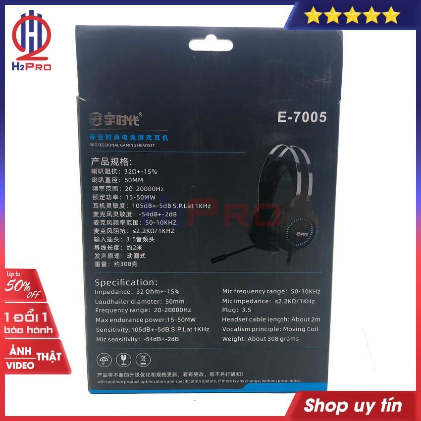 Tai nghe Gaming giả lập 7.1 USB H2Pro E-7005 cao cấp có micro-chống ồn-bass căng-nhạc hay (1 chiếc), tai nghe chụp tai gaming có dây-dây dài 1.5m