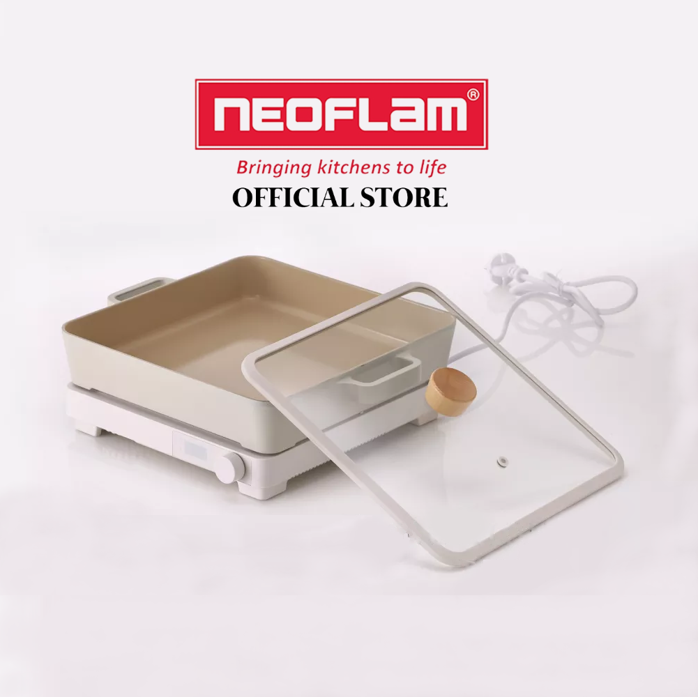 Bộ Combo 2 món chảo lẩu, bếp từ Fika Neoflam - Hàn Quốc, Sản phẩm màu trắng ngà