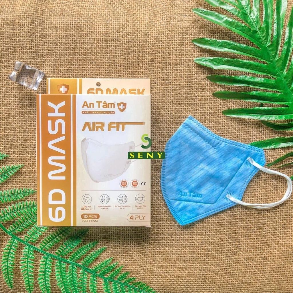 Combo 5 hộp khẩu trang 6d mask 4 lớp kháng khuẩn ngăn bụi mịn ôm khít khuôn mặt chính hãng An Tâm hộp gồm 10 cái_x5AT6DO