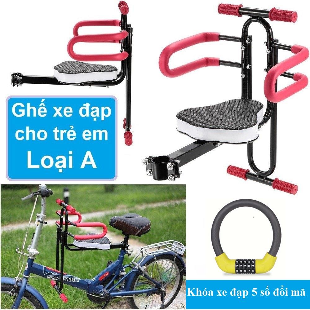 Combo Khóa xe đạp xe máy 5 số đổi mã + Ghế đệm gắn xe đạp cho trẻ em loại A