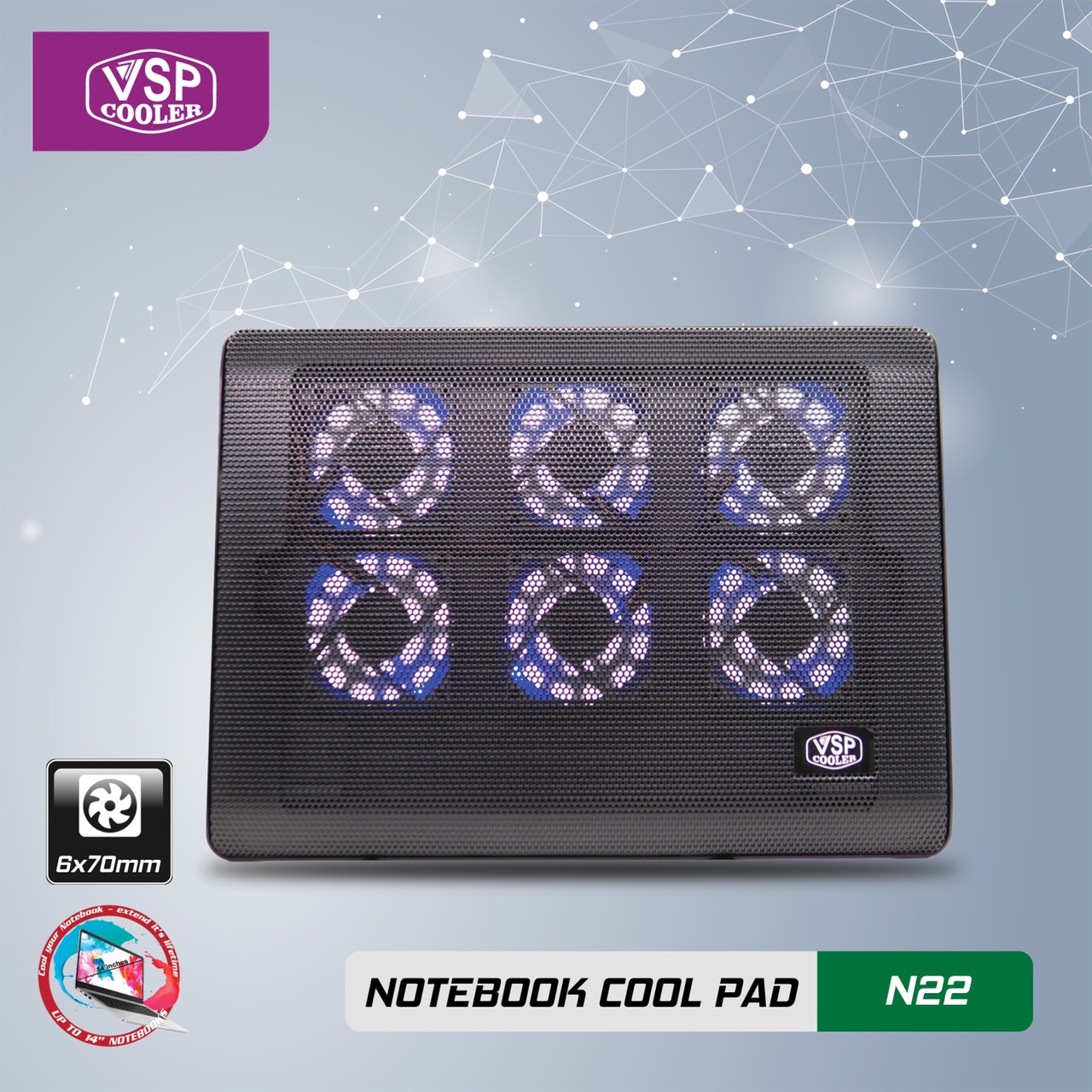 Fan VSP Cooler N22 (6*Fan 7cm - Hàng nhập khẩu