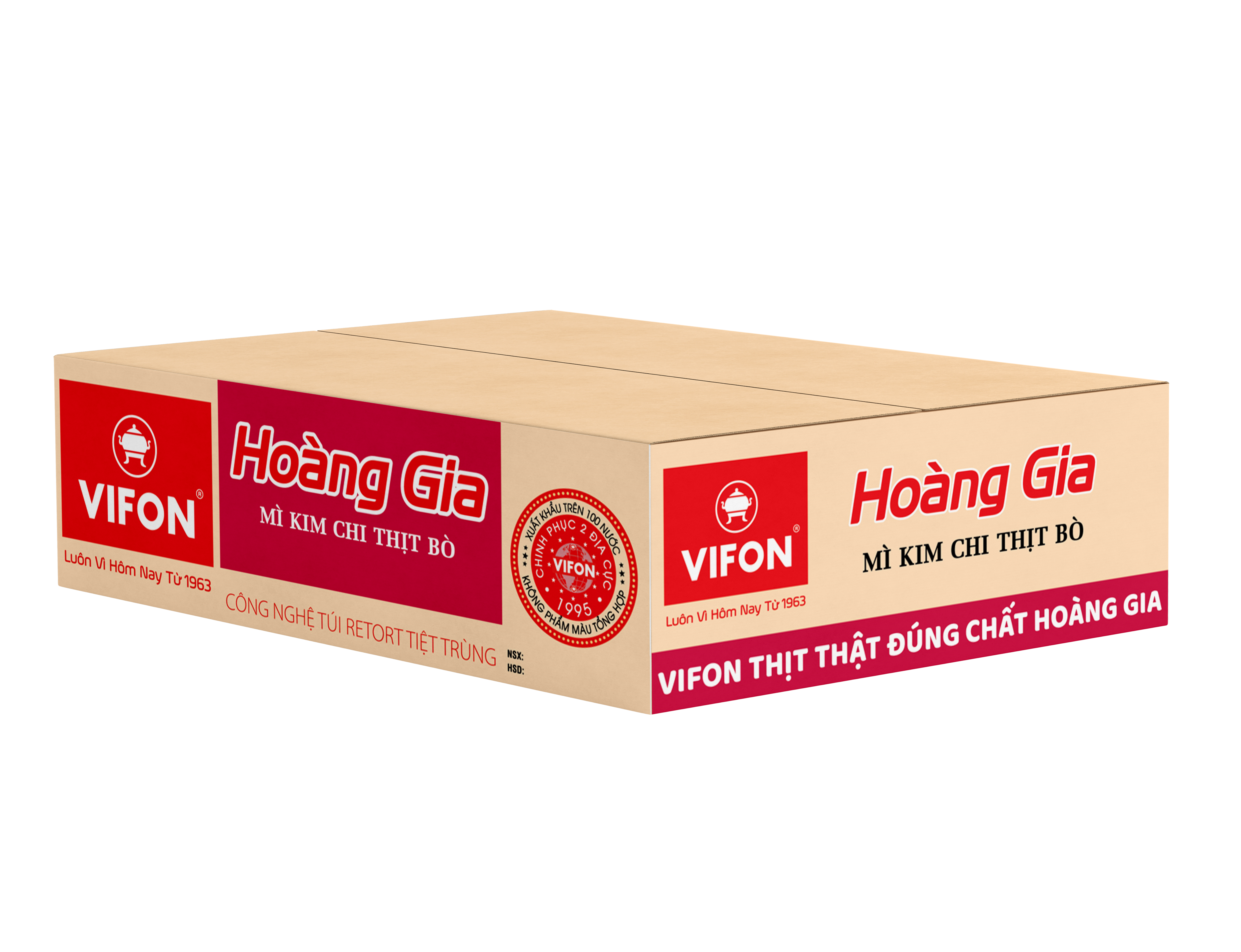 Thùng 18 Mì Kim Chi Thịt Bò HOÀNG GIA VIFON (130gr / Gói)