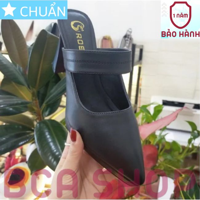 Giày cao gót nữ 8p RO466 ROSATA tại BCASHOP bít mũi, hở gót, gót trụ cùng màu thân - màu đen