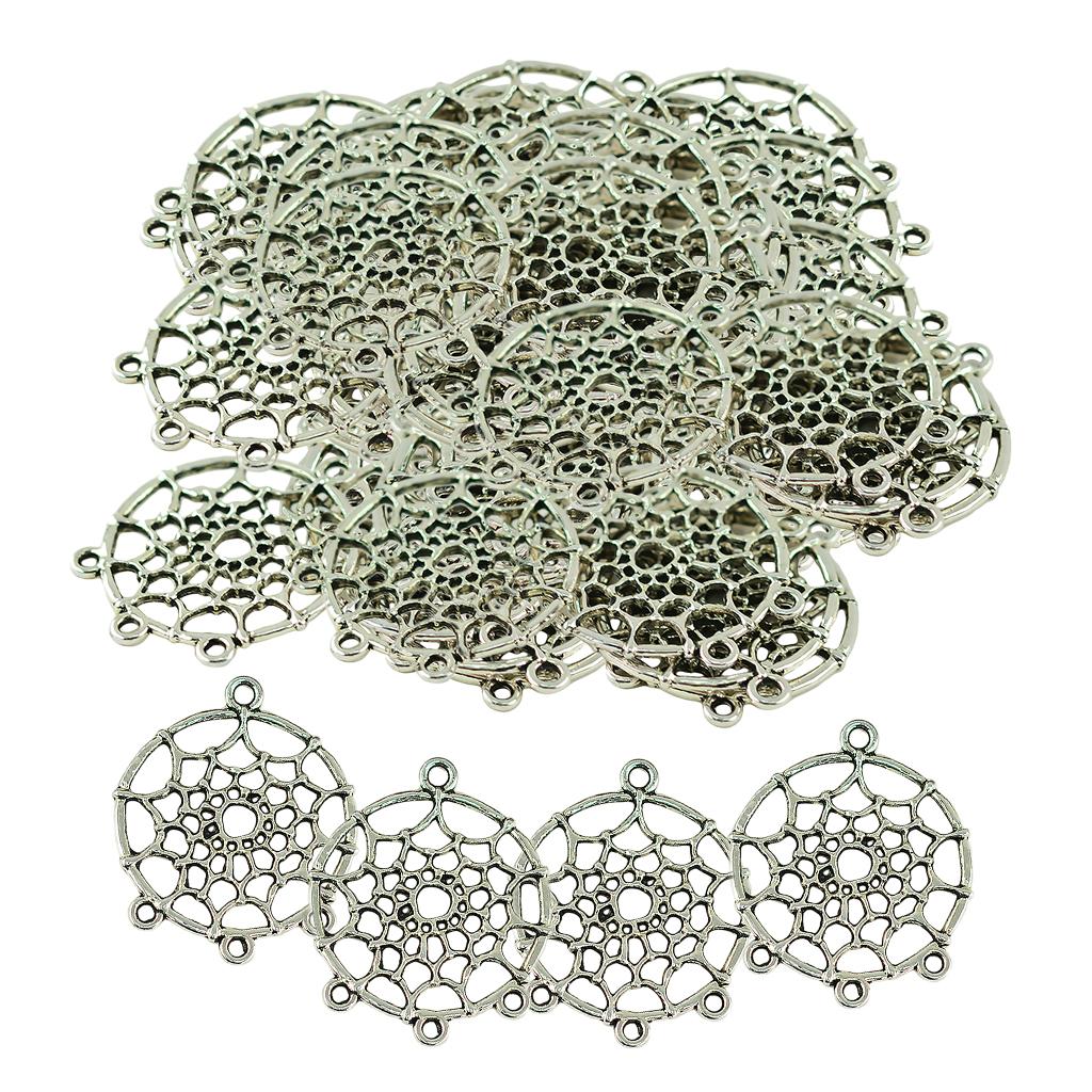 50 Piece Vintage Style Indians Dream Catcher Earring Necklace DIY Making Pendant Connector Sewing Crafts Embellishments 34x28mm
