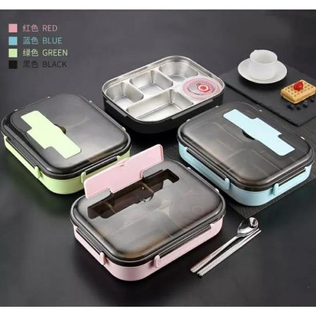 Hộp cơm 5 ngăn inox kèm thìa, đũa