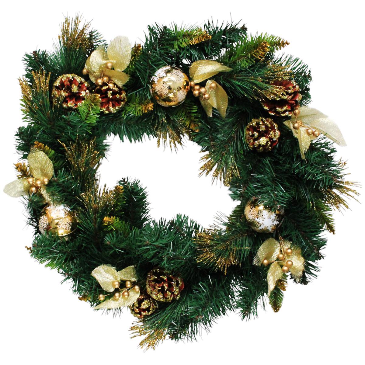 Vòng Hoa 3 Loại Lá Trang Trí Giáng Sinh 50 cm - Chaang Chiia LP-W20-3LL-GD