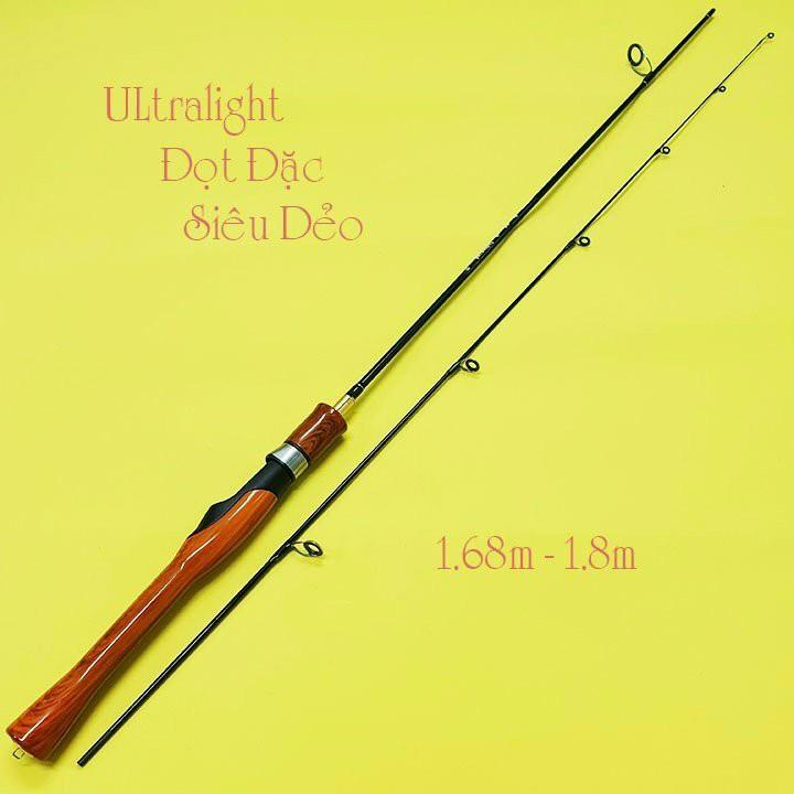Cần câu hai khúc lure UL tay gỗ 1.68m, 1.8m