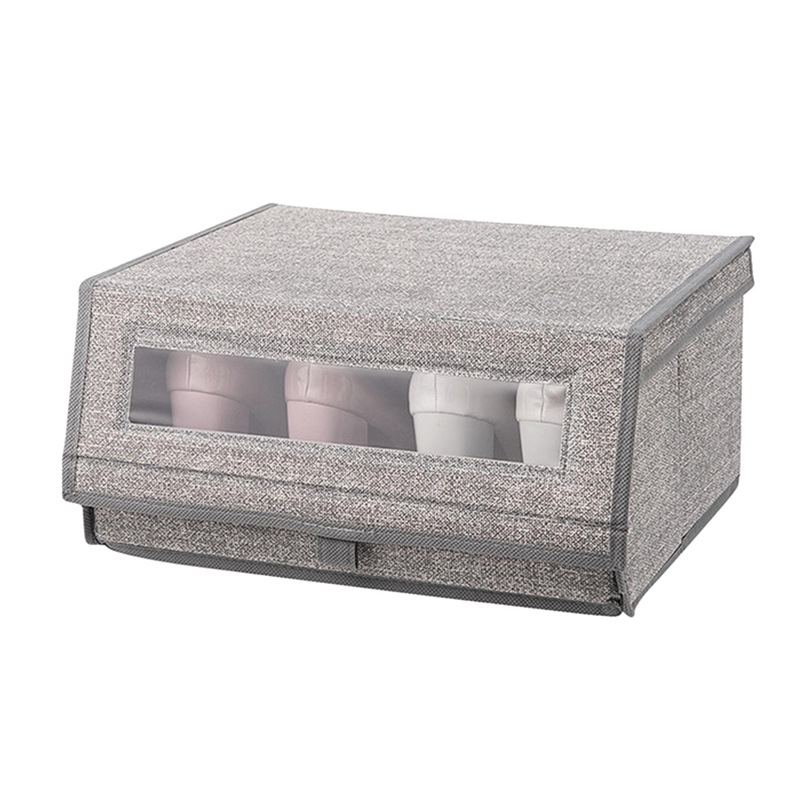 2x Shoe Storage Box Bins Closet Sundries Organizer with Window
