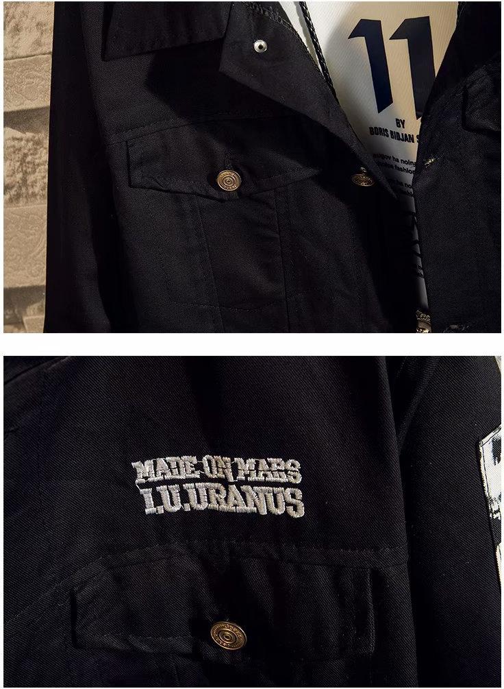 Áo khoác Jeans Nam đen đắp vai vải jeans Trơn
