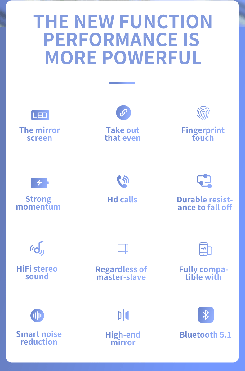 M9-18 Gương Màn Hình TWS Bluetooth 5.0 Tai Nghe Không Dây Tai Nghe 9D Stereo Thể Thao Chống Thấm Nước Tai Nghe Nhét Tai Tai Nghe
