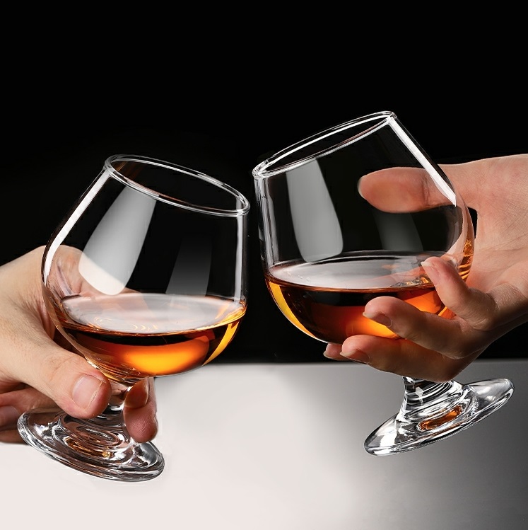 Bộ 6 ly thủy tinh pha lê uống rượu vang đỏ, cốc uống sâm panh cocktail matini chân thấp