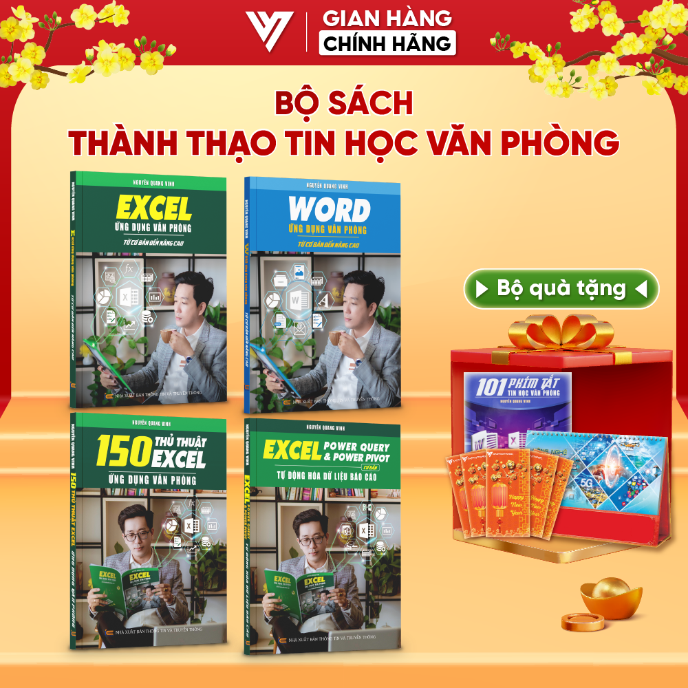 Combo 4 Sách Word, Excel Cơ Bản Đến Nâng Cao, Power Query &Amp; Power Pivot Và 150 Thủ Thuật Kèm Video Khóa Học