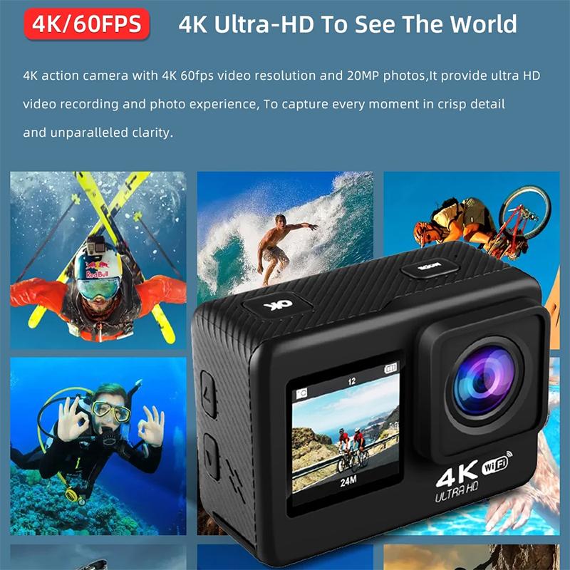 Waywalkers S60-TR Hành động Camera 2 inch Ultra HD 4K 60fps 1080p WiFi 170D dưới nước Chỗ mũ bảo hiểm không thấm nước