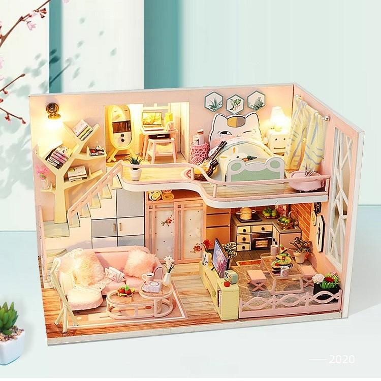 Mô hình nhà DIY Doll House Flower Story Kèm Mica Chống bụi