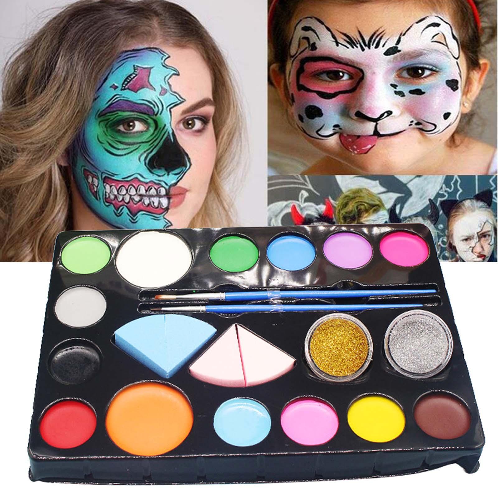 Face Paint Set Facepaint Makeup Set Professional with Sponge and Brushes Face Body Paint Oil Face Painting Set for Theatre Costume Halloween