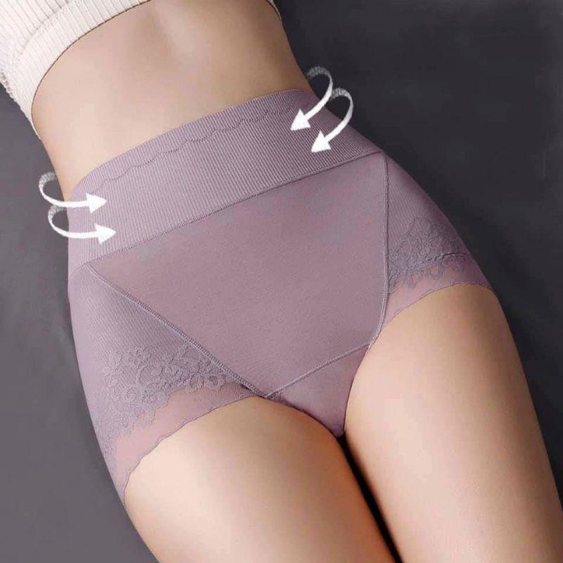 10 quần lót gen bụng cotton phối ren hoa cao cấp