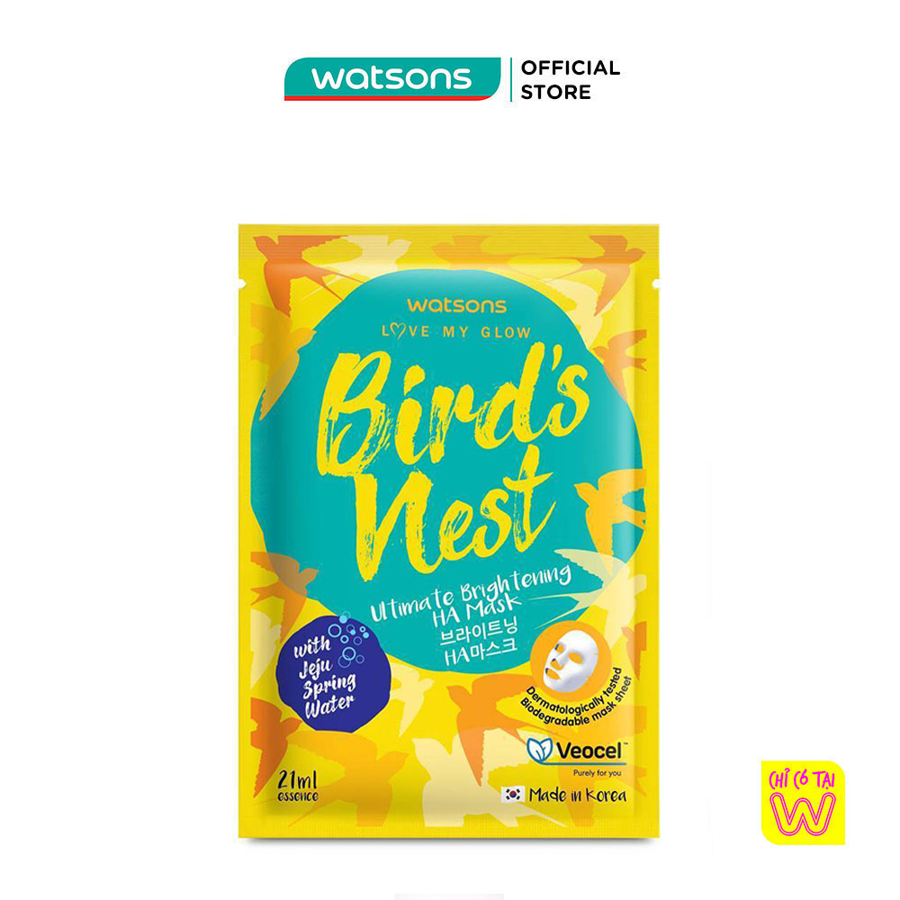 Mặt Nạ Watsons Bird's Nest Ultimate Brightening HA With Jeju Spring Water Làm Sáng Da 21ml