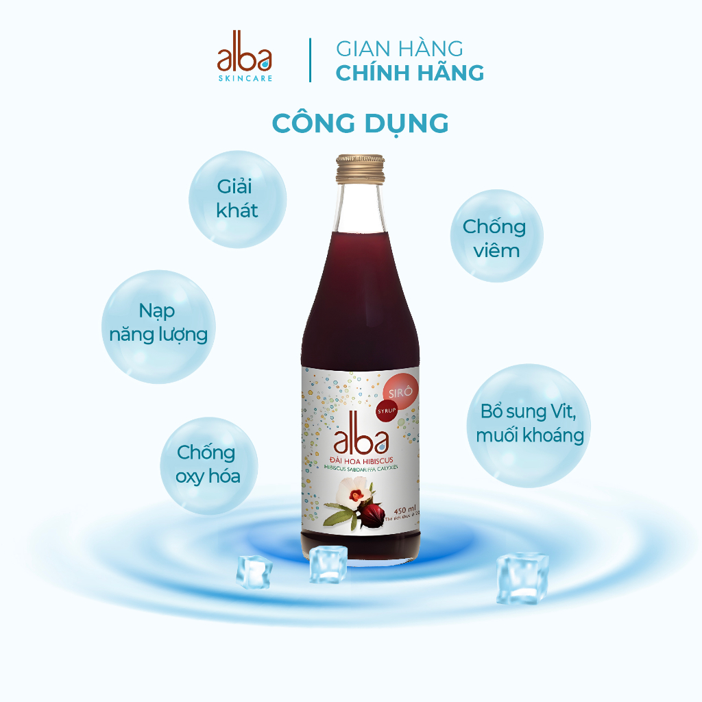 Siro Alba hương vị đài hoa Hibiscus - Chai 450ml