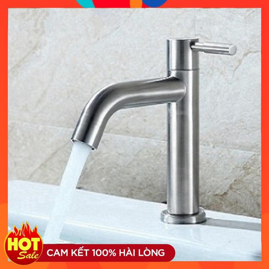 Vòi lavabo | Vòi lạnh chậu rửa mặt inox 304 cao cấp tặng dây cấp nước + đầu vòi rửa điều hướng 360 độ VL03-DV01