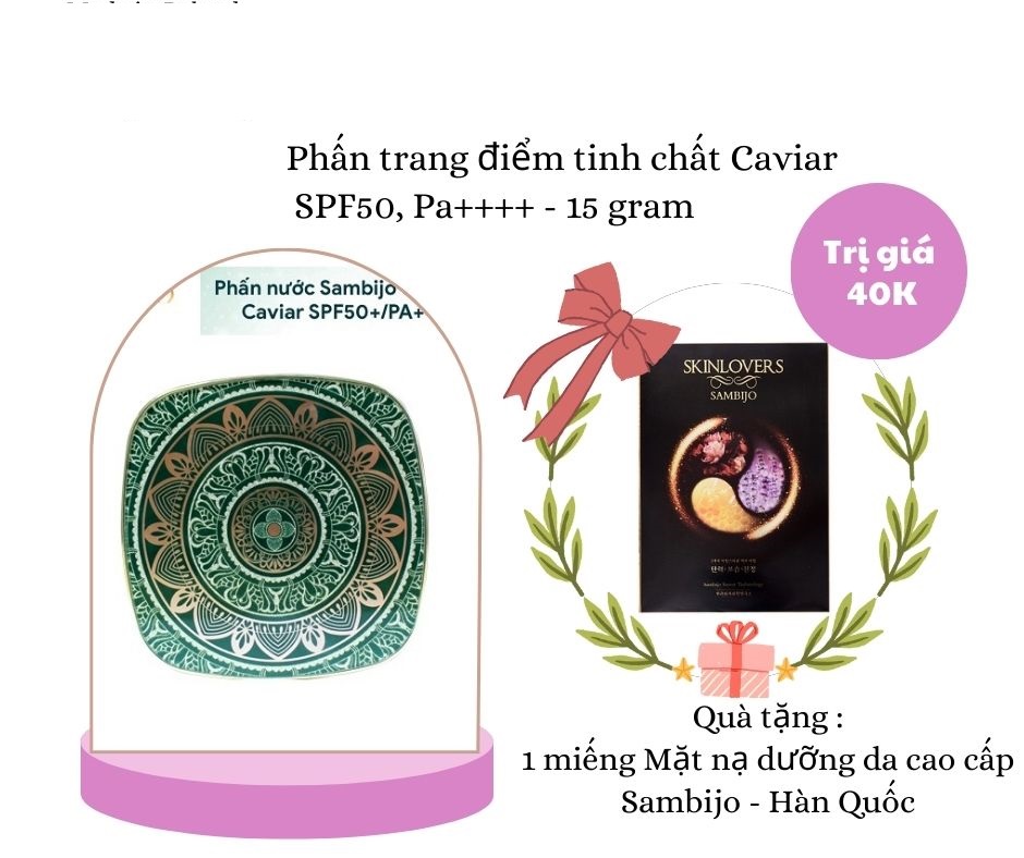 [Tặng mặt nạ] Phấn Nước Cao Cấp Sambijo Skinlovers Tinh Chất Caviar SPF50+ PA++++ 15g