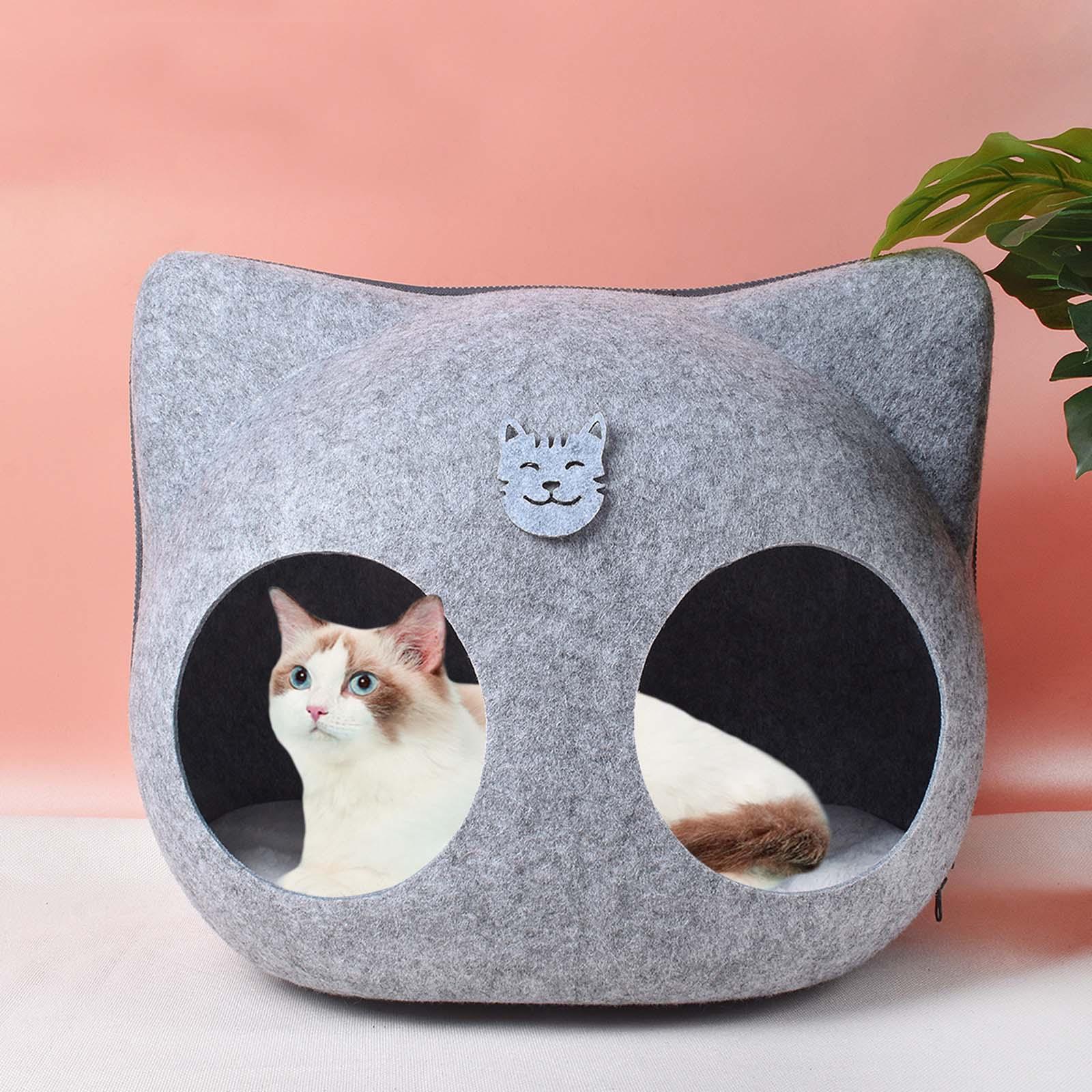 Bed Large, Enclosed Cat Bed Felt Cat Bed Cave Cat Nest Pet Bed Cat Bed Tent Comfortable Sleeping Bed for Home Kittens or Small Dogs