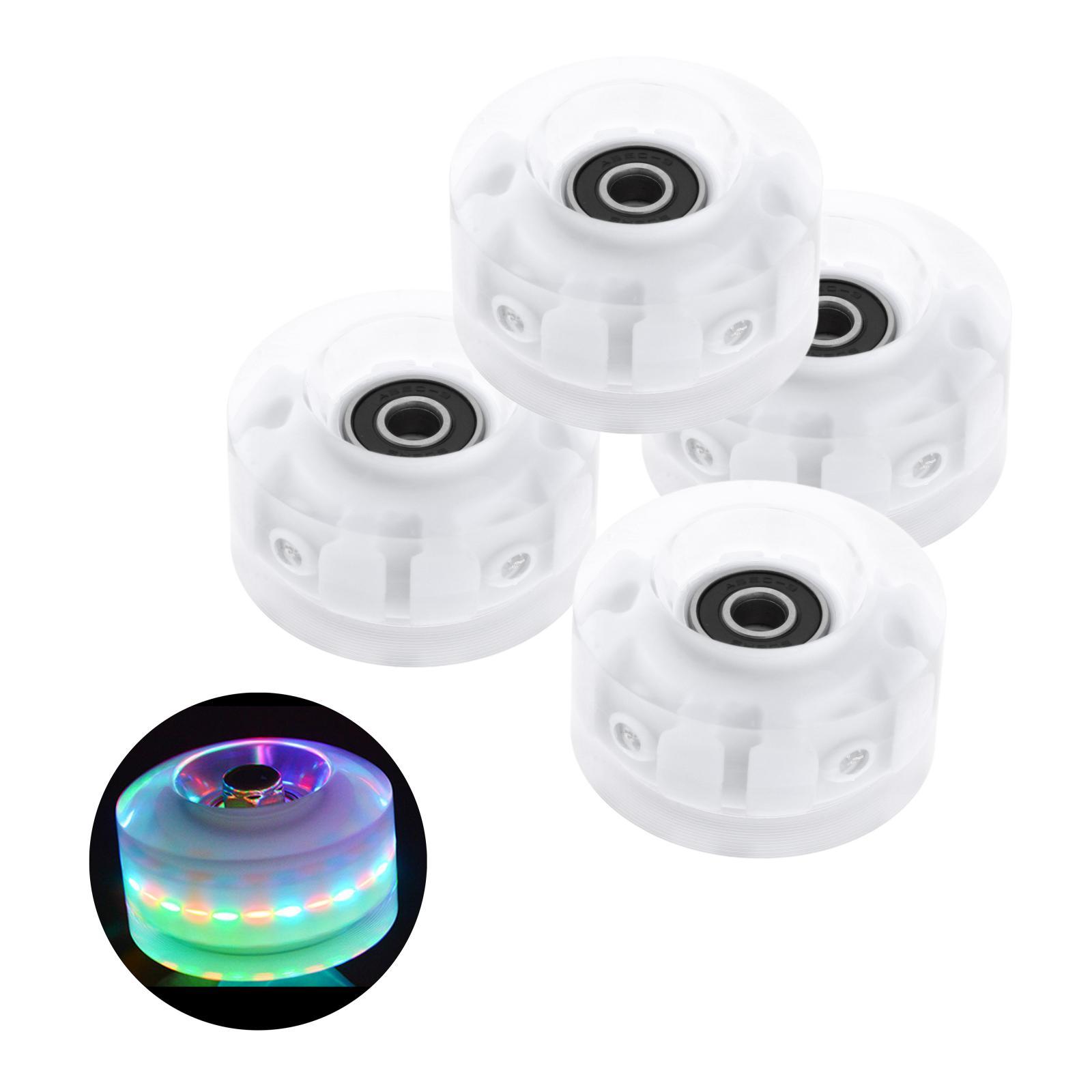 2x4Pack Quad Roller Skate Wheels with Bearings for Double Row Skateboard RGB